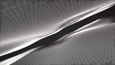 Abstract wave moving dots flow particles. Vector illustration. Digital futu.. Stock Illustration