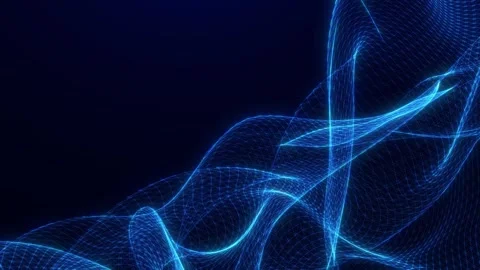 Abstract wave with moving particles blue, futuristic on blue background 動画素材 251802472