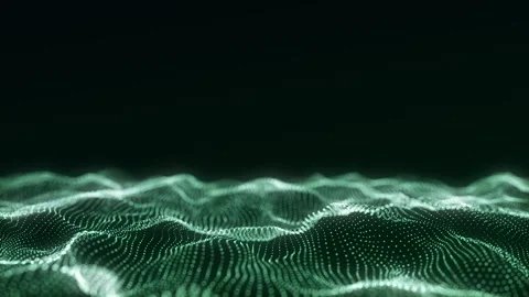 Abstract wave with moving particles on a green background. Stock Footage 257311522