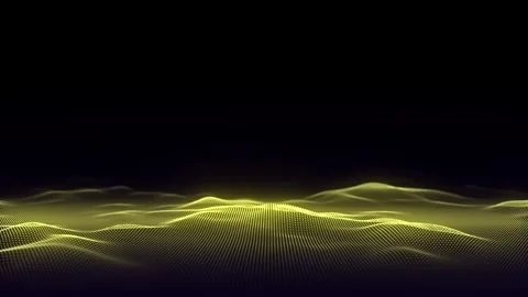 Abstract wave with moving particles on a yellow background. Stock Footage 331239542