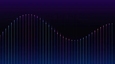 Abstract wave of neon light lines moving in rhythmic pulse on dark digital .. Stock-Footage 341842801
