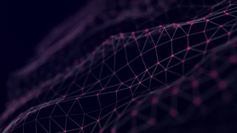 Abstract wave of network connections. Movement of particles with hanging points. Stock Footage 296976425