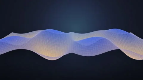Abstract wave of network grids moving slowly in digital space with soft blu.. Stock Footage 346989059