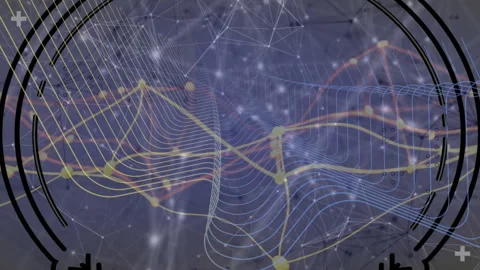 Abstract wave-like network pattern flowing over flat grid, showing color Stock Footage 309287973