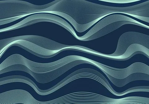 Abstract wave or wavy line blue sea pattern background and texture Stock Illustration