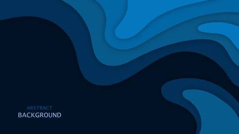 Abstract wave papercut element decoration style, blue minimal presentation .. Stock Illustration