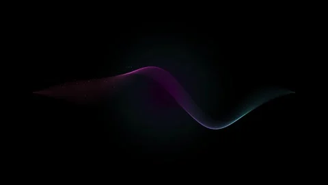 Abstract wave particle flow line glowing loop on black background for digit.. Stockbeeldmateriaal 345573878