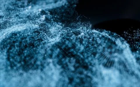 Abstract wave particles background, 3d rendering. Stock Illustration