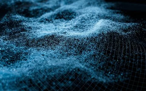 Abstract wave particles background, 3d rendering. イラスト素材