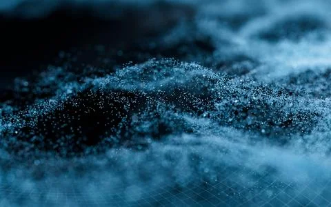 Abstract wave particles background, 3d rendering. Stock Illustration
