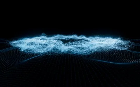 Abstract wave particles background, 3d rendering. Stock Illustration