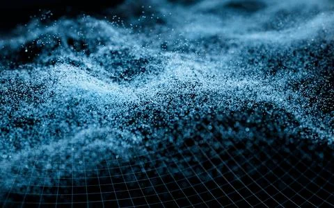 Abstract wave particles background, 3d rendering. Stock Illustration