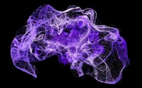 Abstract wave particles, diffuse powder, 3d rendering. Stock Illustration