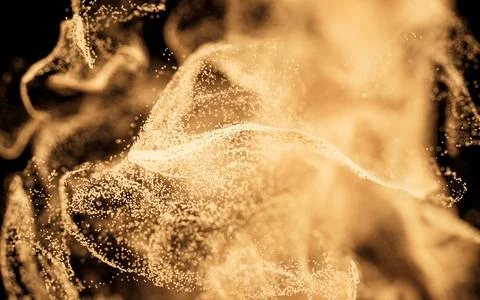 Abstract wave particles, diffuse powder, 3d rendering. Illustrazione stock