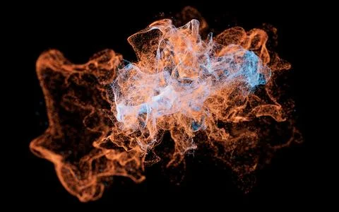 Abstract wave particles, diffuse powder, 3d rendering. Illustrazione stock