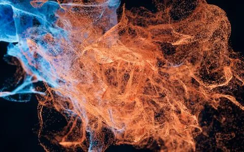 Abstract wave particles, diffuse powder, 3d rendering. Stock Illustration