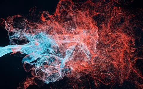 Abstract wave particles, diffuse powder, 3d rendering. 스톡 일러스트