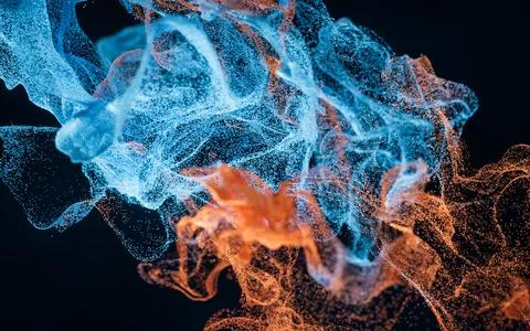 Abstract wave particles, diffuse powder, 3d rendering. Stock Illustration