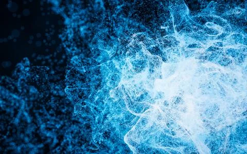 Abstract wave particles, diffuse powder, 3d rendering. Illustrazione stock