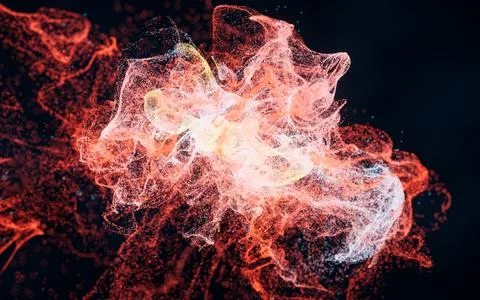 Abstract wave particles, diffuse powder, 3d rendering. Illustrazione stock