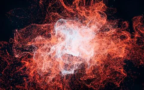 Abstract wave particles, diffuse powder, 3d rendering. Stock Illustration