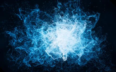 Abstract wave particles, diffuse powder, 3d rendering. Stock Illustration