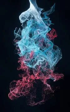 Abstract wave particles, diffuse powder, 3d rendering. Stock Illustration