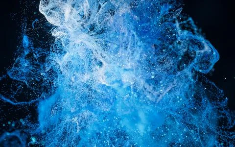 Abstract wave particles, diffuse powder, 3d rendering. イラスト素材