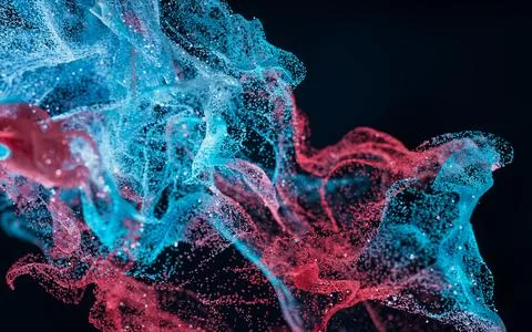 Abstract wave particles, diffuse powder, 3d rendering. Stock Illustration