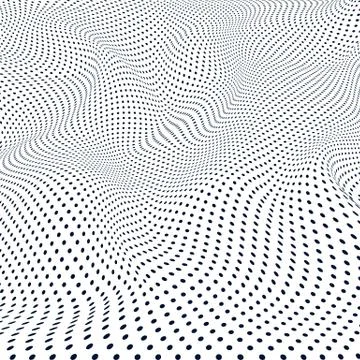 Abstract wave of particles. Surface of wave dots. Dotted geometric background Stock Illustration