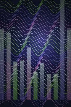 Abstract Wave Pattern with Bar Graph Elements Stock Illustration