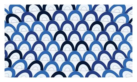 Abstract wave pattern with blue arches on light background for fabric desig.. Illustrazione stock