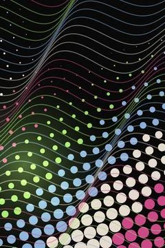Abstract Wave Pattern with Colorful Circles Stock Illustration