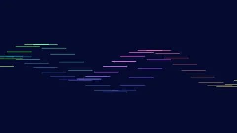 Abstract wave pattern composed of colorful glowing horizontal light streaks Video stock 335117344