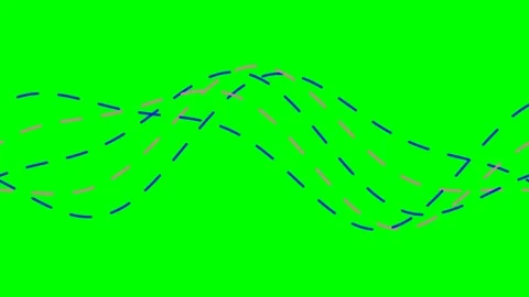 Abstract wave pattern of dashed blue and beige lines on green background Video stock 341824521