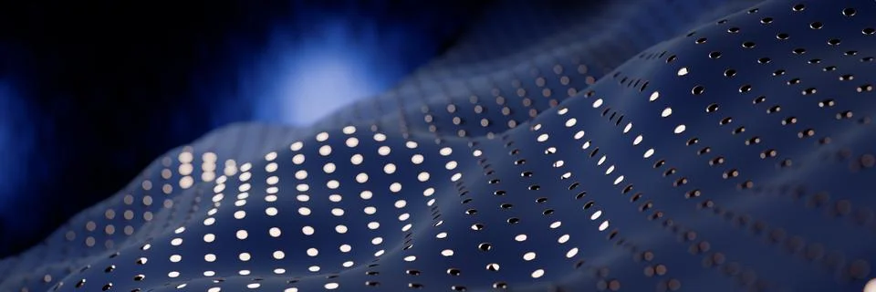 Abstract wave-like pattern with dots on a dark blue background Stock Illustration