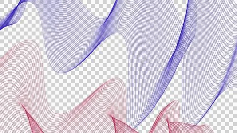 Abstract wave pattern featuring red and blue lines on transparent background Stock Illustration