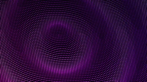 Abstract wave pattern formed by glowing purple dots on dark background digital Stock Footage 347758888