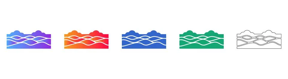 Abstract Wave Pattern Icon Set for Data Representation 库存插图