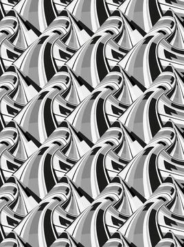 Abstract wave pattern in monochrome tones. Symmetry creates a dynamic, smooth Illustrazione stock