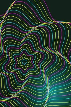 Abstract Wave Pattern with Neon Lines Stock Photos