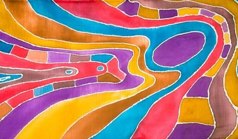 Abstract wave pattern on silk batik abstract wave pattern on silk batik Co... Stock Photos