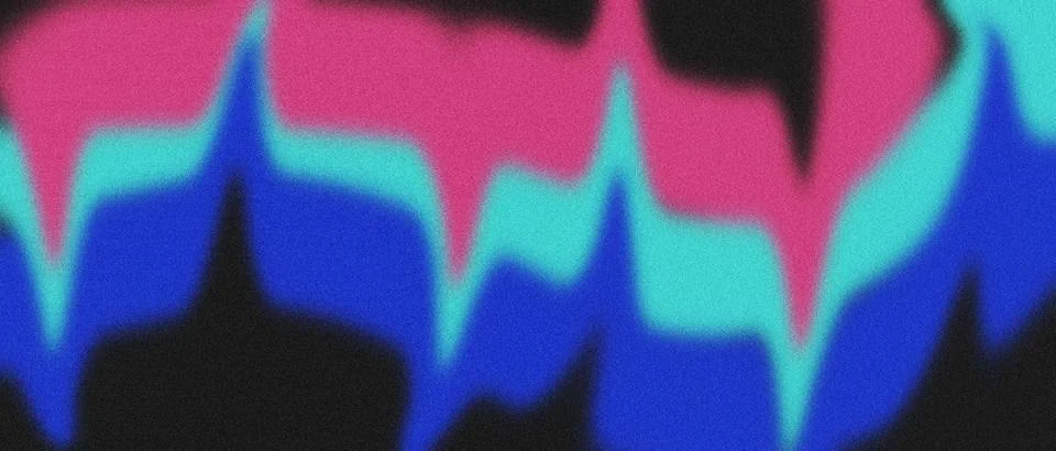 Abstract wave pattern with vibrant pink blue and teal colors and grainy tex.. Stock Illustration