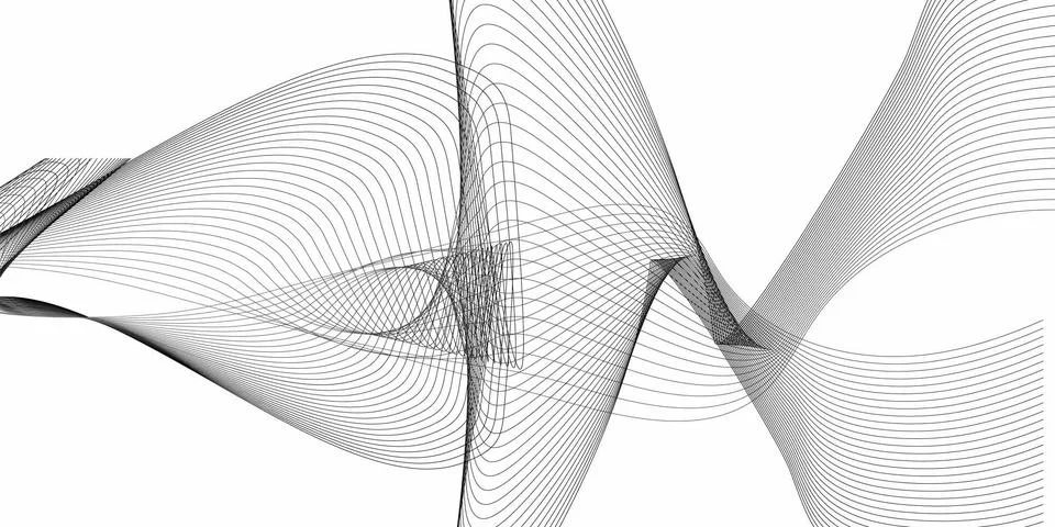 Abstract wave patterns intersecting in minimalist black and white design wi.. Stock Illustration
