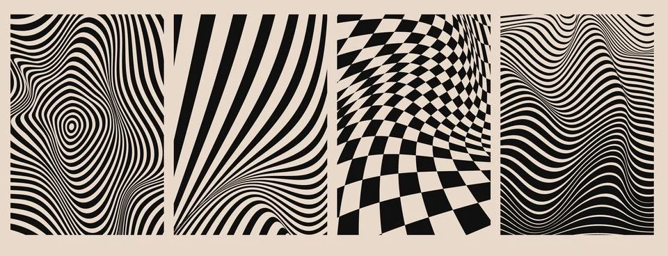 Abstract wave patterns with optical illusions Illustrazione stock