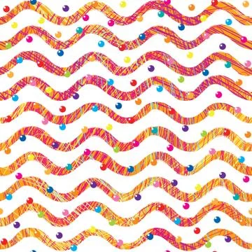 Abstract wave seamless pattern. Holiday textured drawn striped background Stock Illustration