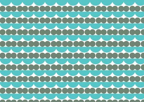 Abstract Wave Seamless Pattern with Interlocking Teal and Dark Grey Circular Stock Illustration