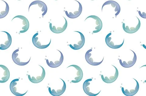 Abstract wave seamless pattern in kid-style tender pastel color.  Decorative  Stock Illustration