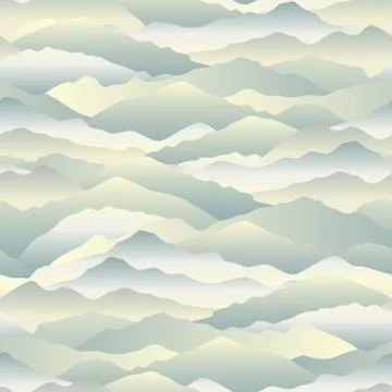 Abstract wave seamless pattern. Mountain skyline background. Land Stock Illustration