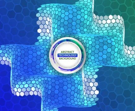 Abstract wave shape made of hexagons. Twist background with color shapes. Vec Stock Illustration